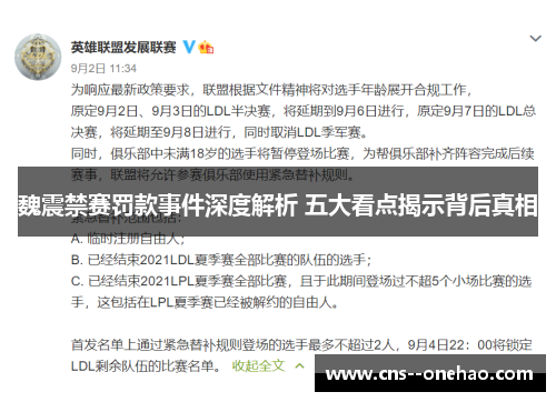 魏震禁赛罚款事件深度解析 五大看点揭示背后真相